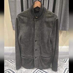 AllSaints Men's Suede Button-Front Jacket in  Brown